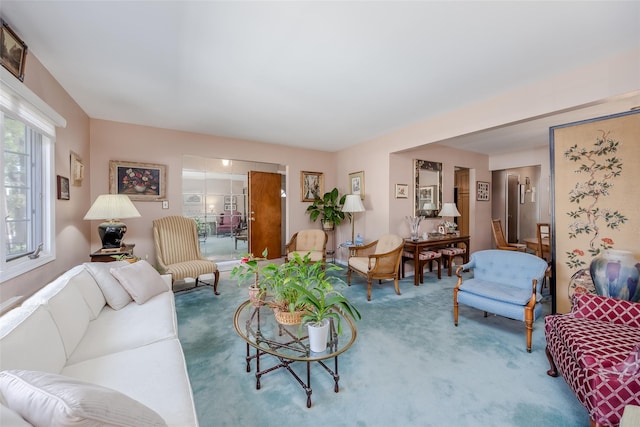 living room featuring carpet floors