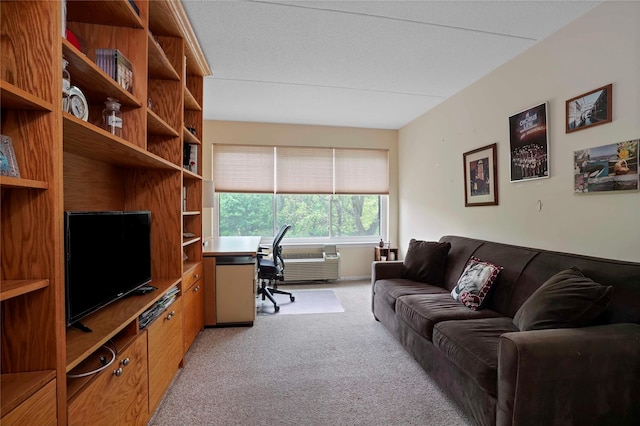 100 High Point Dr Unit 504, Hartsdale, NY 10530 - living room featuring an office area, light colored carpet, and an AC wall unit