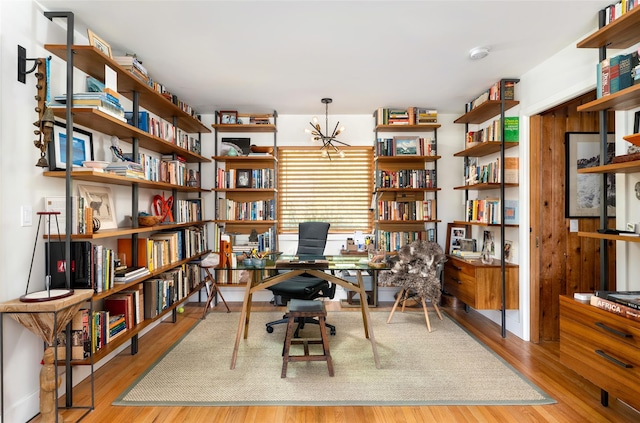 office space featuring wood finished floors