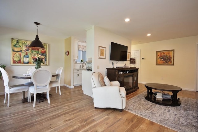 800 Commons Way Unit B, Fishkill, NY 12524 - living area featuring light wood-style floors, recessed lighting, baseboards, and a glass covered fireplace