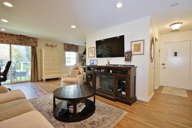 800 Commons Way Unit B, Fishkill, NY 12524 - living area with light wood-style floors, recessed lighting, baseboards, and a glass covered fireplace