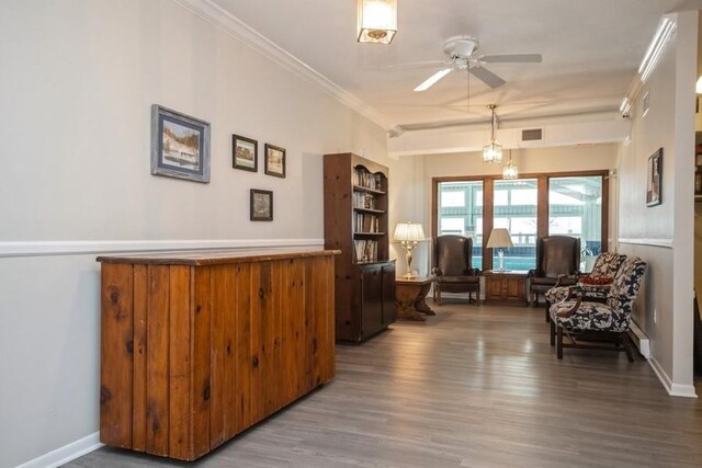800 Commons Way Unit B, Fishkill, NY 12524 - living area with ceiling fan, wood finished floors, crown molding, and baseboards