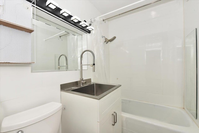 full bathroom featuring vanity, toilet, and shower / tub combination