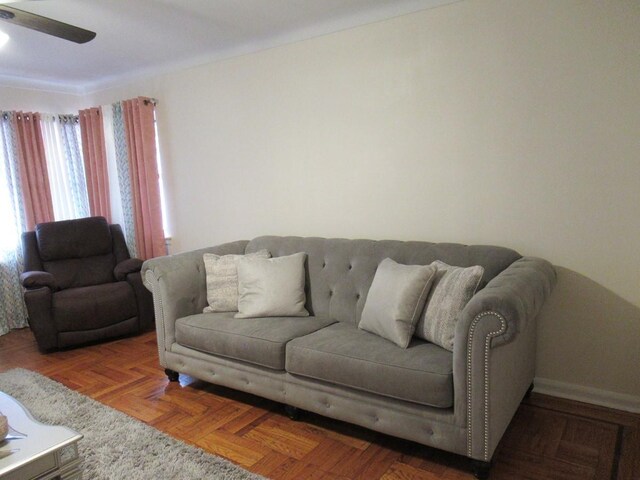 3248 Hone Ave, Bronx, NY 10469 - living area with ceiling fan