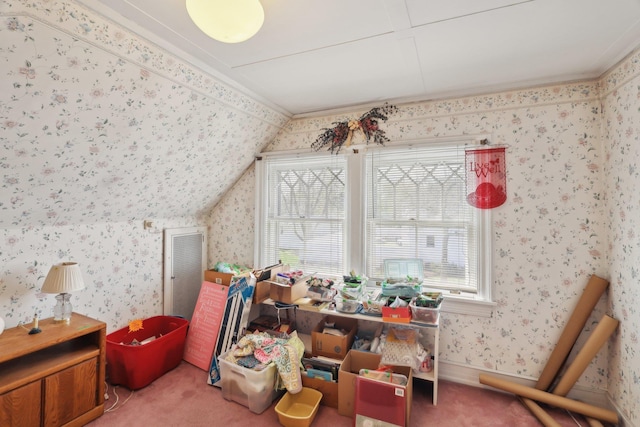 additional living space with carpet flooring, wallpapered walls, and a wealth of natural light