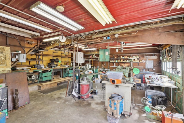 interior space with a workshop area