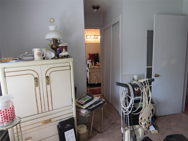 interior space featuring carpet
