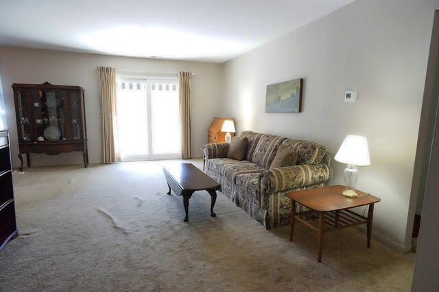 living area featuring carpet floors