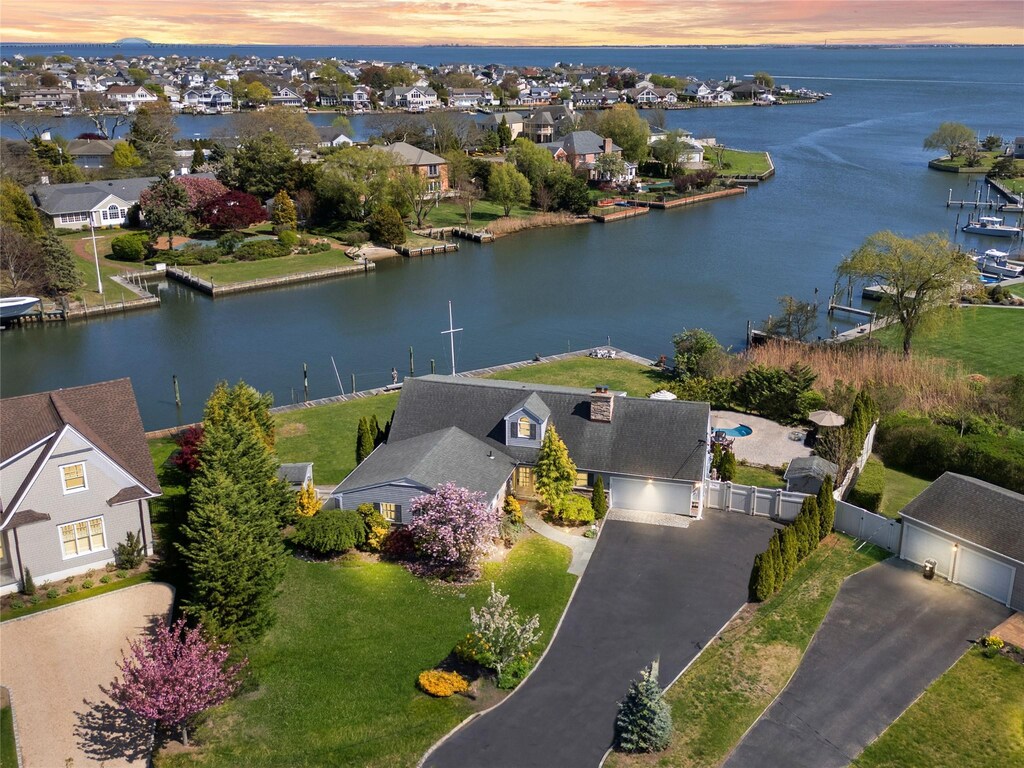 17 Harbour Rd, Babylon, NY 11702 - drone / aerial view featuring a water view and a residential view