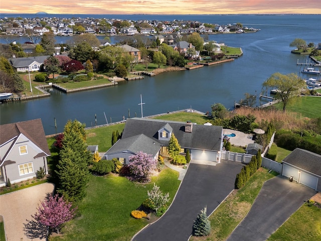 17 Harbour Rd, Babylon, NY 11702 - drone / aerial view featuring a water view and a residential view