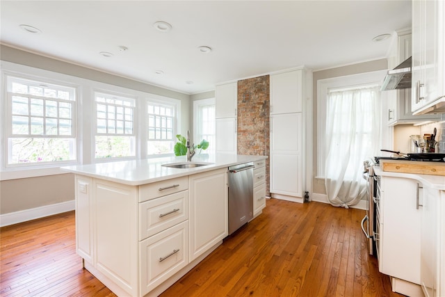 kitchen with light wood-style floors, stainless steel appliances, and a healthy amount of sunlight