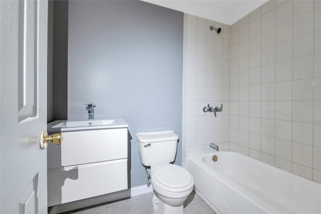 362 Mooney Pond Rd, Farmingville, NY 11738 - full bath with toilet, vanity, washtub / shower combination, baseboards, and tile patterned flooring