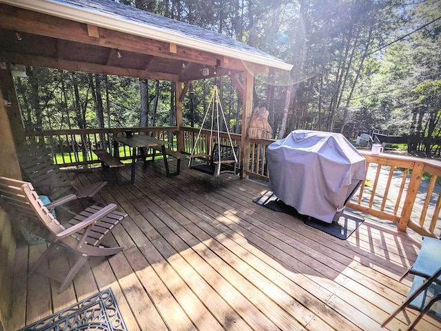 25 E Reindeer Trl, Bethel, NY 12778 - wooden terrace featuring grilling area