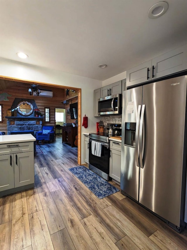 25 E Reindeer Trl, Bethel, NY 12778 - kitchen with light countertops, appliances with stainless steel finishes, and gray cabinetry