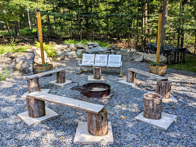25 E Reindeer Trl, Bethel, NY 12778 - view of yard featuring an outdoor fire pit