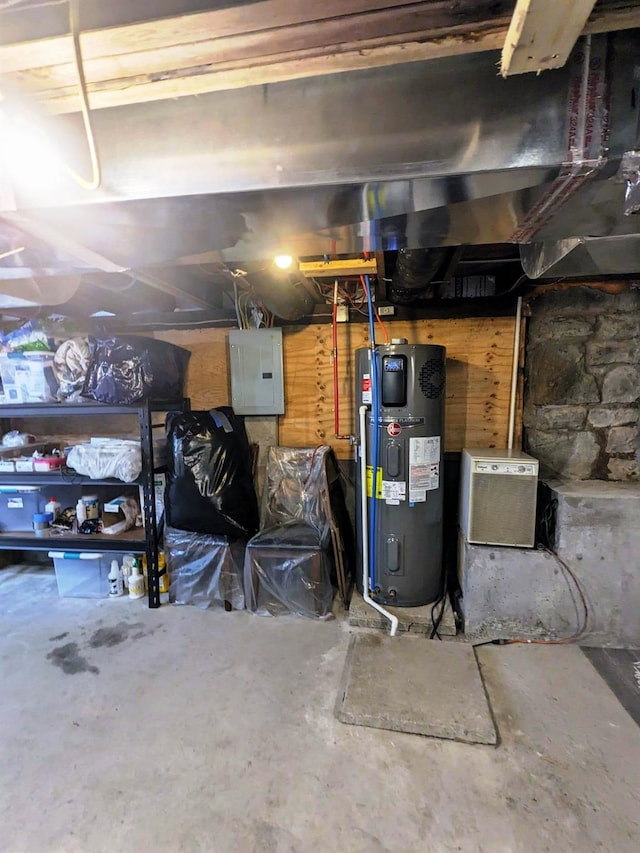 25 E Reindeer Trl, Bethel, NY 12778 - unfinished basement featuring hybrid water heater and electric panel
