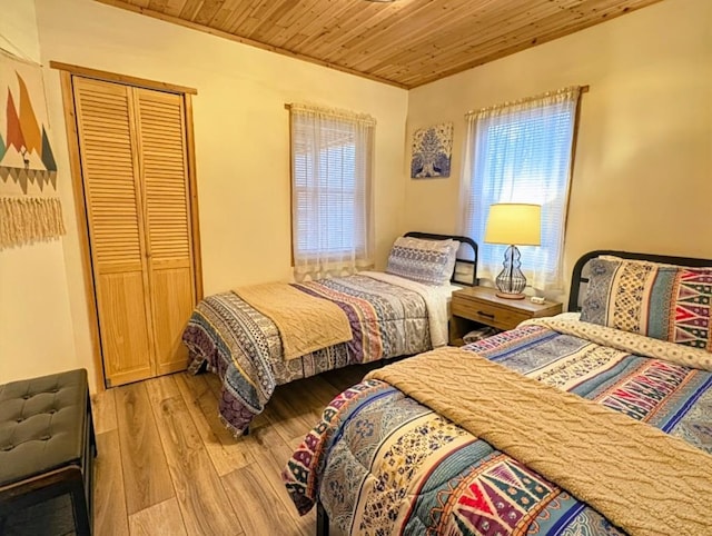 25 E Reindeer Trl, Bethel, NY 12778 - bedroom with a closet, wooden ceiling, and light wood-type flooring