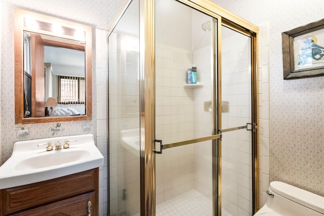 15 Kevin Rd, Commack, NY 11725 - bathroom with toilet, connected bathroom, a stall shower, and vanity