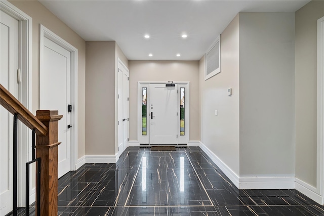 93 Wood Ave, Monticello, NY 12701 - foyer entrance featuring recessed lighting, baseboards, visible vents, and granite finish floor