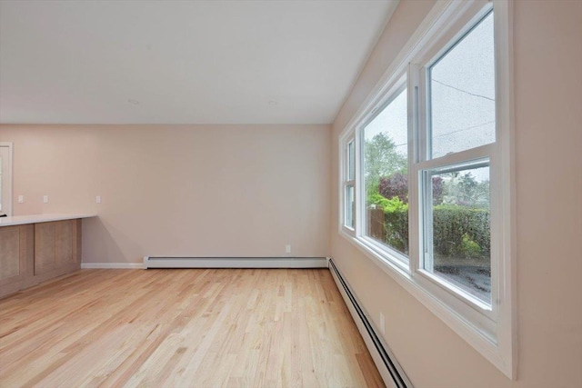 105 Phyllis Dr, Lindenhurst, NY 11757 - empty room featuring light wood finished floors, baseboards, and baseboard heating