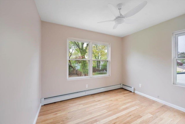105 Phyllis Dr, Lindenhurst, NY 11757 - unfurnished room with a wealth of natural light, wood finished floors, and a baseboard heating unit