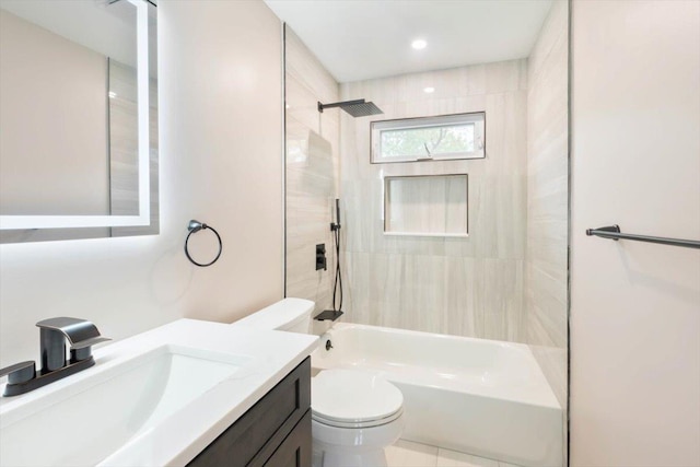 105 Phyllis Dr, Lindenhurst, NY 11757 - bathroom with toilet, tub / shower combination, and vanity