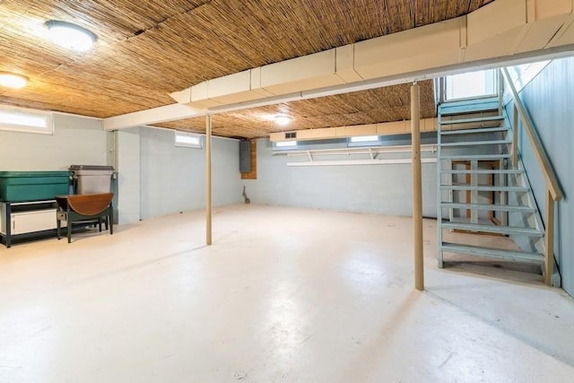 900 Cedar Dr, Southold, NY 11971 - basement featuring stairway and electric panel
