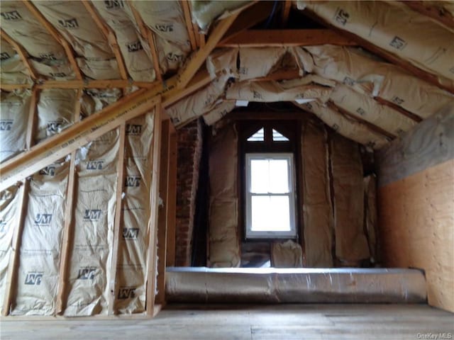 view of unfinished attic