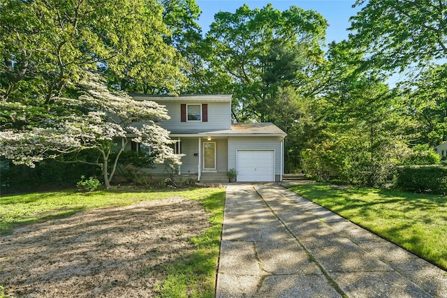 54 Schuyler Dr, Commack, NY 11725 - traditional-style home with an attached garage, concrete driveway, and a front yard