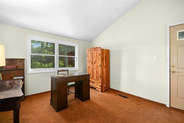 54 Schuyler Dr, Commack, NY 11725 - home office with carpet floors and lofted ceiling