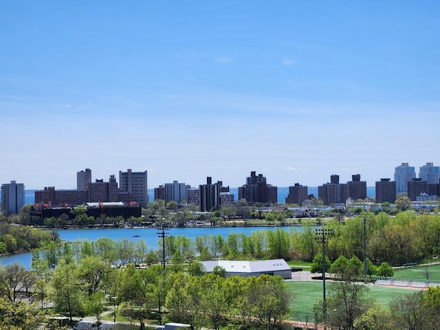 property's view of city with a water view