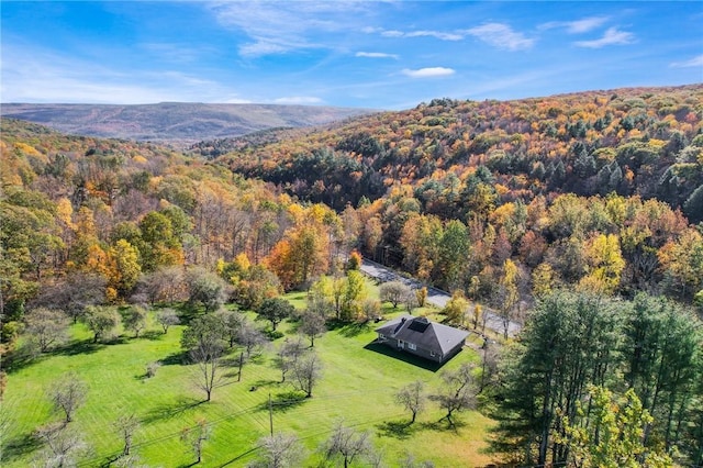 bird's eye view featuring a view of trees