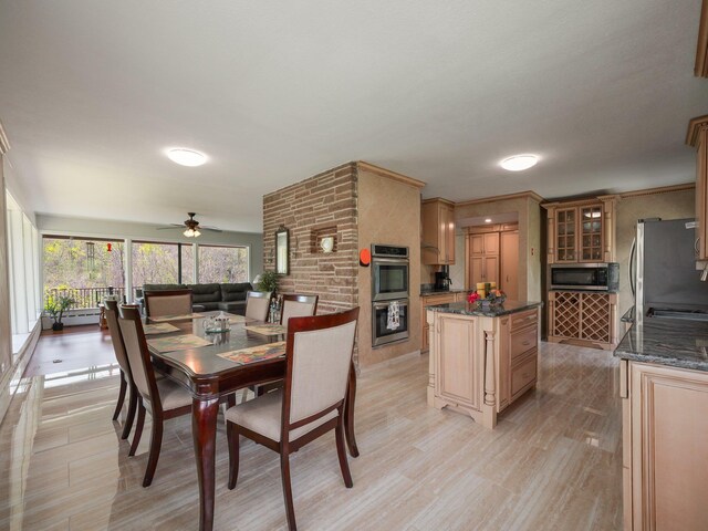 6204 Rte 52, Ellenville, NY 12428 - dining space with ceiling fan and light wood-style floors