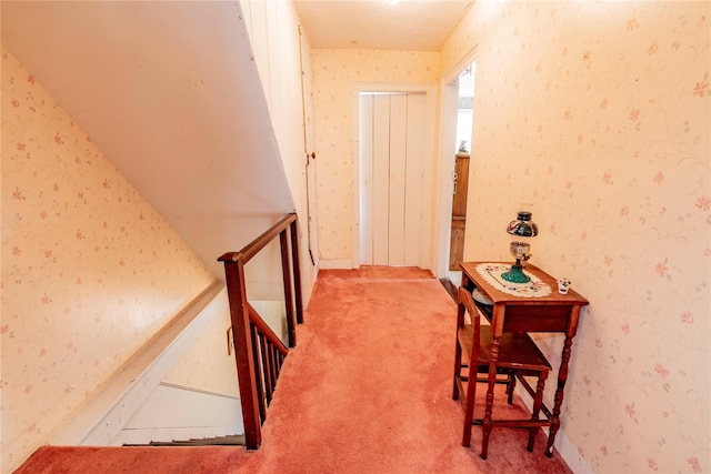 2641 Salt Point Tpke, Clinton Corners, NY 12514 - hallway with wallpapered walls and carpet floors