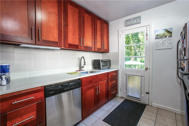82 Sprague Rd, Scarsdale, NY 10583 - kitchen featuring stainless steel dishwasher, dark brown cabinets, a sink, and light countertops