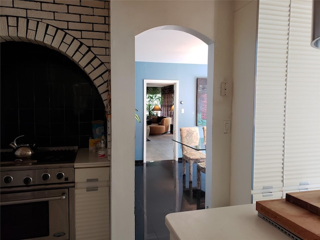 214-40 24th Ave, Bayside, NY 11360 - kitchen with high end stove and arched walkways