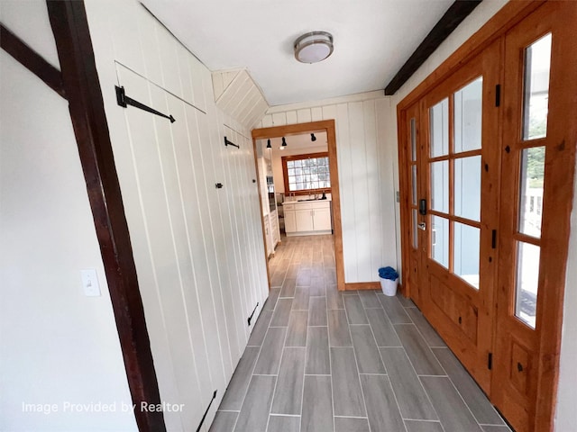 53 Jameson Hill Rd, Clinton Corners, NY 12514 - corridor featuring wood tiled floors and a sink