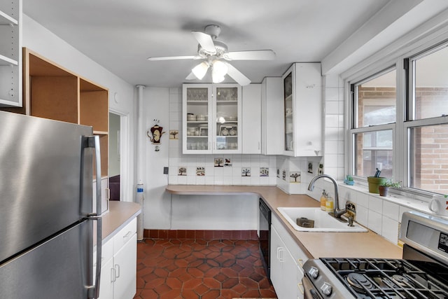 2601 Henry Hudson Pkwy Unit 5E, Bronx, NY 10463 - kitchen featuring stainless steel appliances, a ceiling fan, light countertops, and white cabinets
