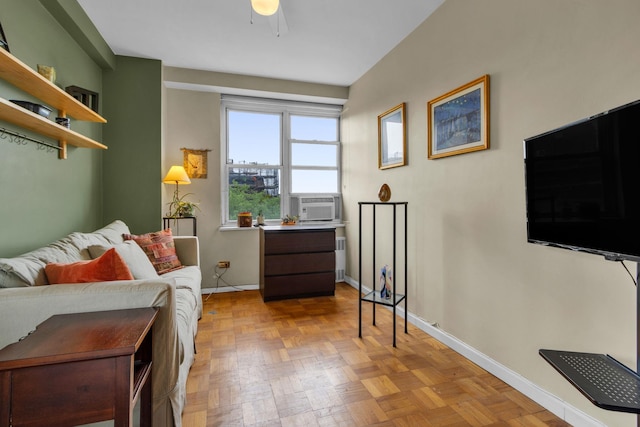2601 Henry Hudson Pkwy Unit 5E, Bronx, NY 10463 - living room featuring cooling unit and ceiling fan