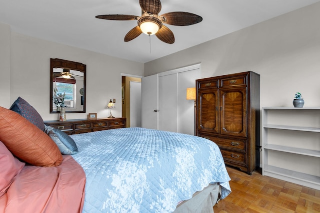 2601 Henry Hudson Pkwy Unit 5E, Bronx, NY 10463 - bedroom featuring a closet and ceiling fan
