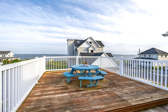 159 Araca Rd, Babylon, NY 11702 - deck featuring a water view and outdoor dining space