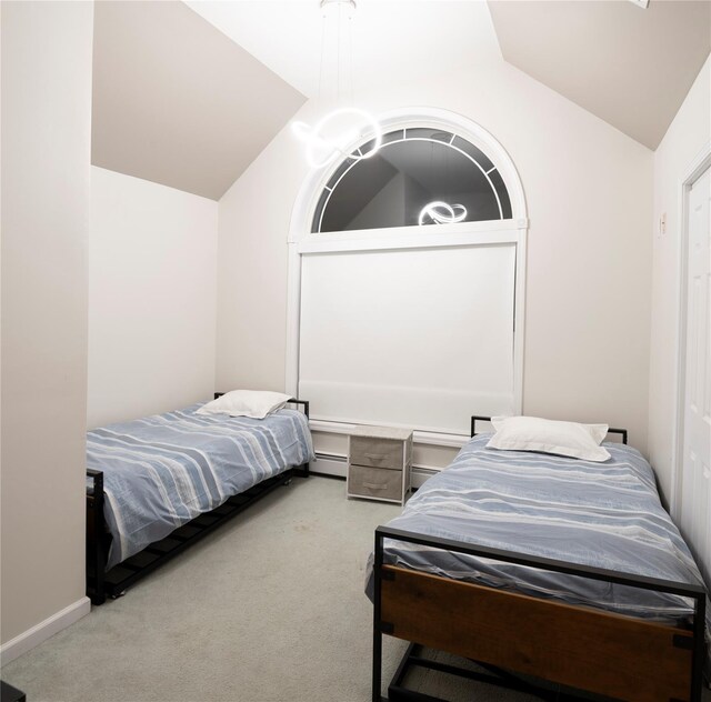 10-12 Damian Ct, Chester, NY 10918 - bedroom with carpet, vaulted ceiling, and baseboard heating