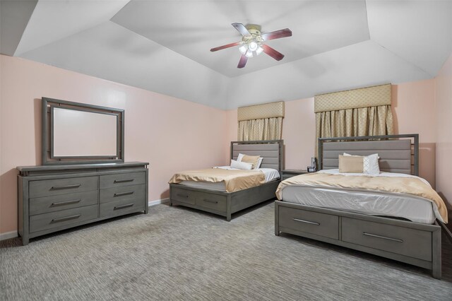 10-12 Damian Ct, Chester, NY 10918 - carpeted bedroom featuring a tray ceiling, baseboards, and a ceiling fan