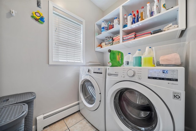 10-12 Damian Ct, Chester, NY 10918 - laundry room with a baseboard heating unit, separate washer and dryer, and light tile patterned flooring