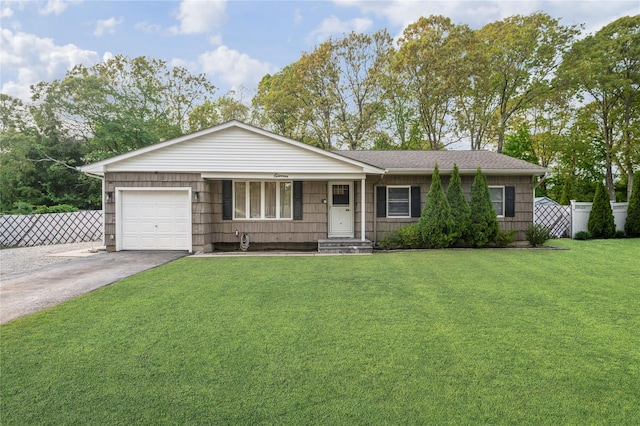 11 Hyde Ln, Coram, NY 11727 - ranch-style home featuring a garage and concrete driveway