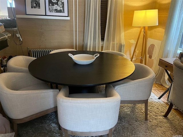 dining area with radiator