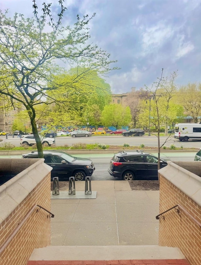 view of street featuring sidewalks and curbs