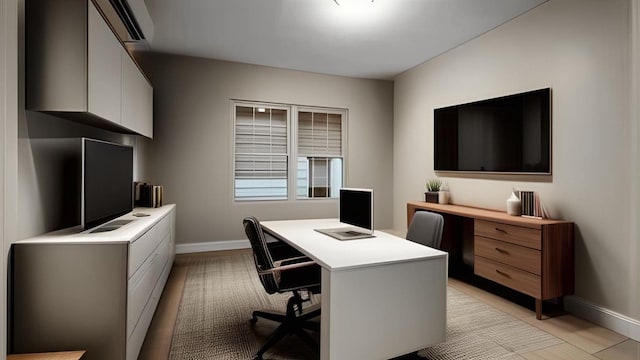 home office with baseboards