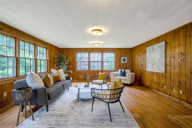 711 Homestead Ave, Maybrook, NY 12543 - living room featuring baseboards, wooden walls, and wood finished floors