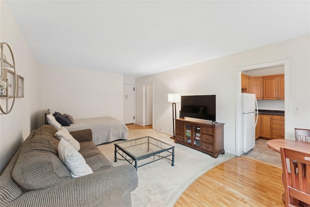 91 Tulip Ave Unit B1, Cartion, Floral Park, NY 11001 - bedroom featuring freestanding refrigerator and light wood-style floors